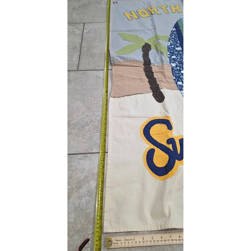 North Shore Surf Riders Fabric Wall Hanging Banner Surfboard Palm Trees 58x35